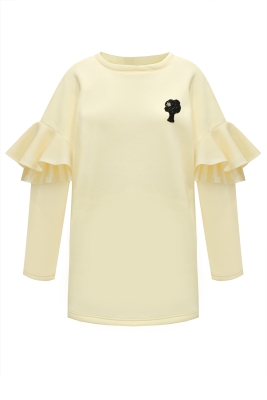 Худи (свитшот), "с лого, удлиненный", кремовый (ванильный)