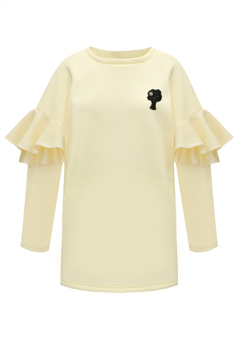 Худи (свитшот), "с лого, удлиненный", кремовый (ванильный)