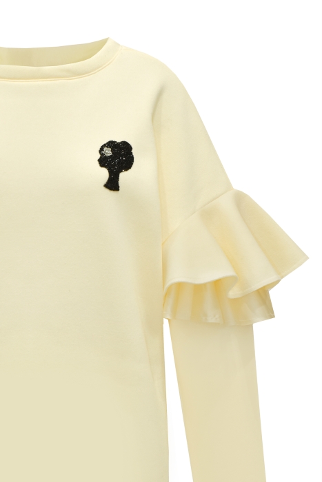 Худи (свитшот), "с лого, удлиненный", кремовый (ванильный)