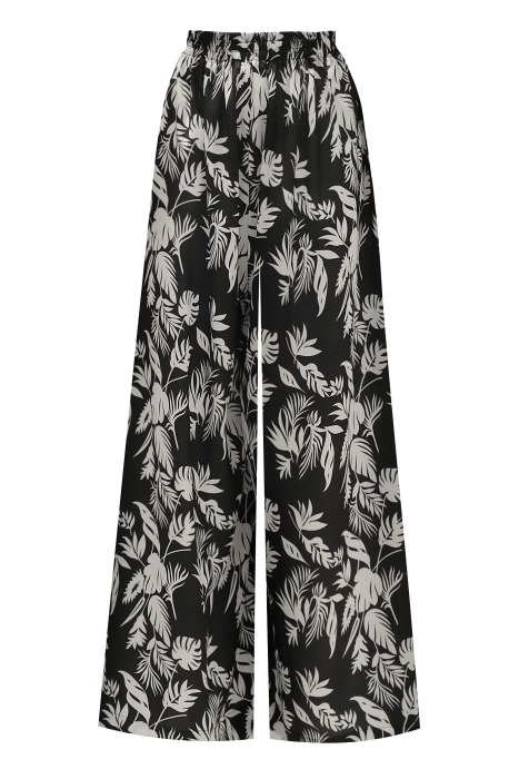 Костюм - пижама "Пальм" черный, шелк, принт папоротник 