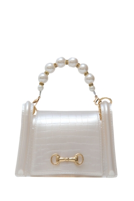 Сумка белая, мягкий силикон, золотистая фурнитура