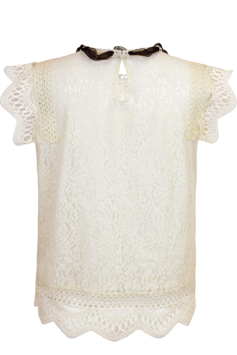 Блуза "Палмер" бежевая, кружево, гипюр, без рукавов