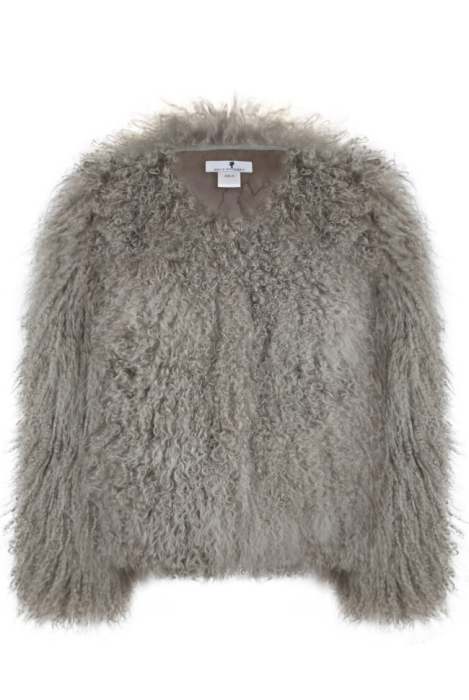 Шуба (полушубок) "Лорель" темно-бежевая, мех лама (натуральный)