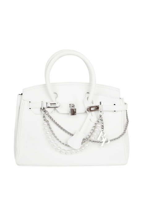 Сумка-тоут "Джейн" белая, молочная, зернистая эко-кожа, миди