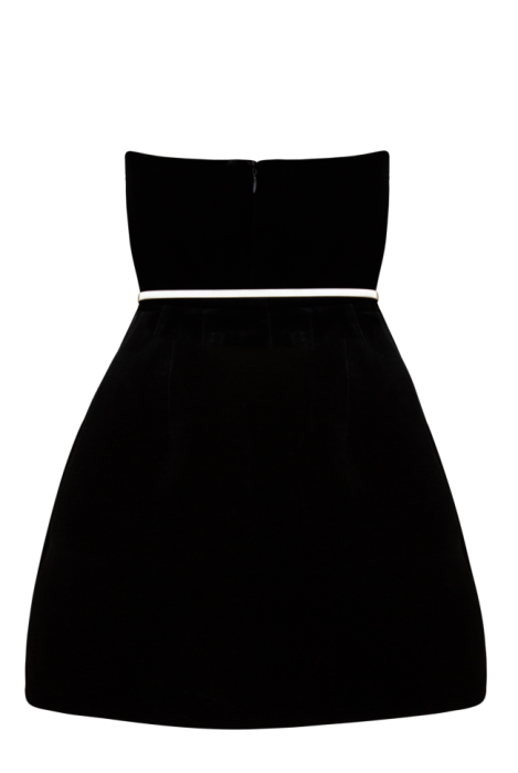 Платье "Жозе", мини, чёрное, бархат, футляр, украшение стразами