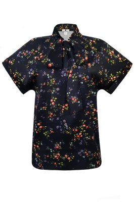 Блуза "Дафна" черная, принтованная