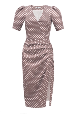 Платье "Симона" какао, белый горох