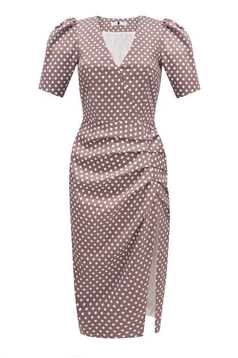 Платье "Симона" какао, белый горох