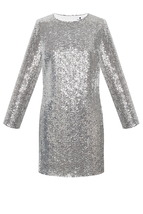 Платье "Мэррит" серебристое, круглые пайетки