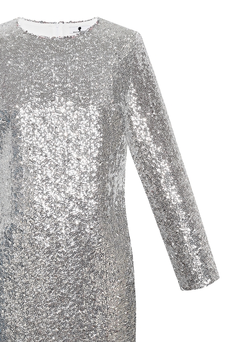 Платье "Мэррит" серебристое, круглые пайетки