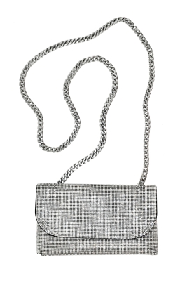 Сумка - клатч серебристый, из страз