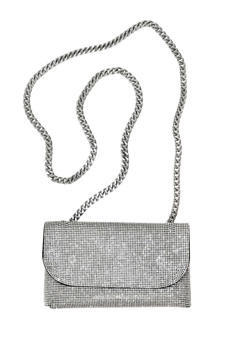 Сумка - клатч серебристый, из страз