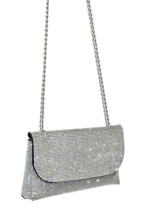 Сумка - клатч серебристый, из страз