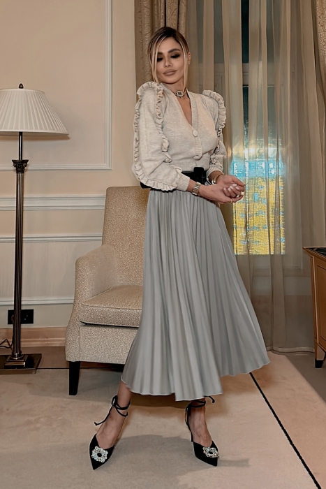 Юбка "плиссе" нюдовая, миди (длина 80 см)