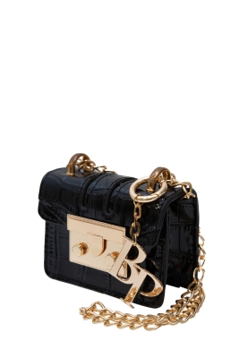 Сумка "Полли" черная, эко-кожа, имитация кожи крокодила