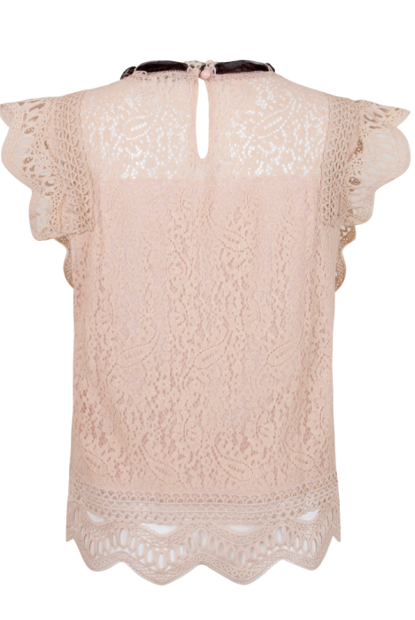 Блуза "Палмер" пудровая, кружево, гипюр, без рукавов
