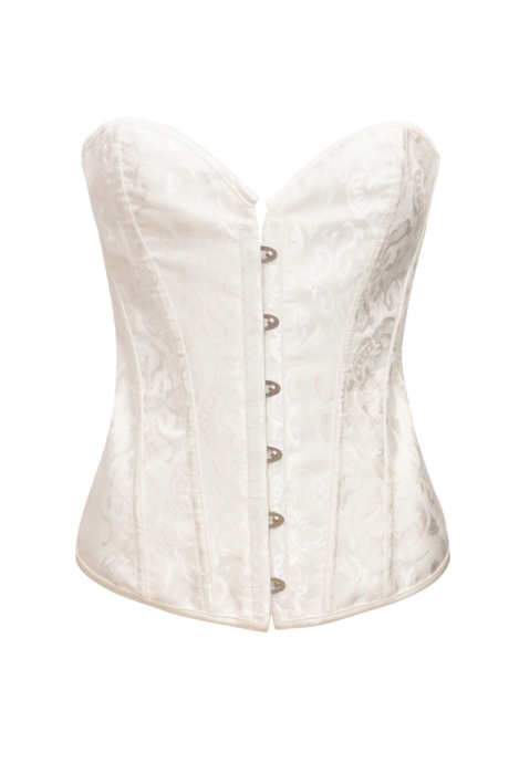 Корсет - пояс белый, высокий, жаккард (узор), на завязках