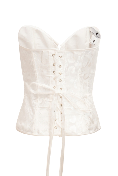 Корсет - пояс белый, высокий, жаккард (узор), на завязках