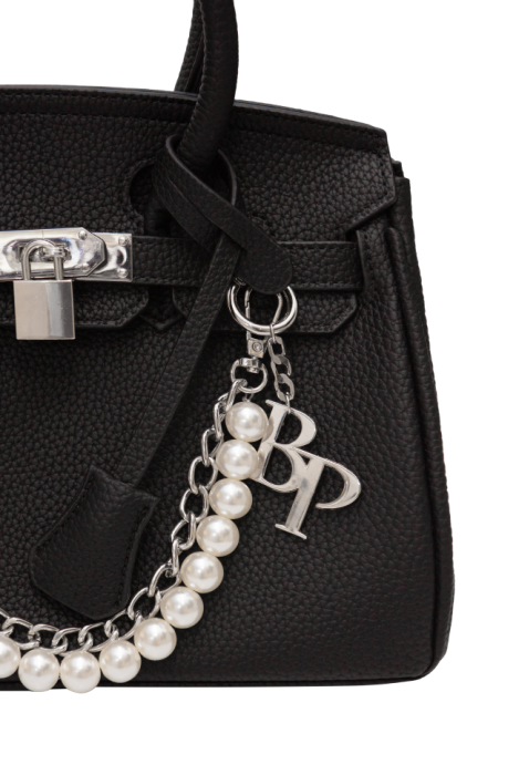 Сумка-тоут "Джейн" черная, зернистая эко-кожа, мини