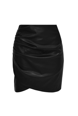 Юбка "Альтера" черная, эко-кожа, мини (длина 45 см)