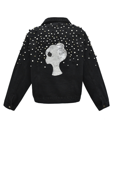 Куртка - косуха "Веста" черная, джинсовая, на молнии, кутюр