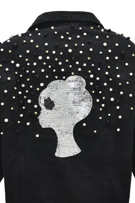 Куртка - косуха "Веста" черная, джинсовая, на молнии, кутюр