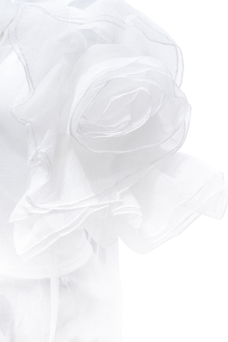 Блуза "Бэрри" белая, фатин, воланы на рукавах, с бантом