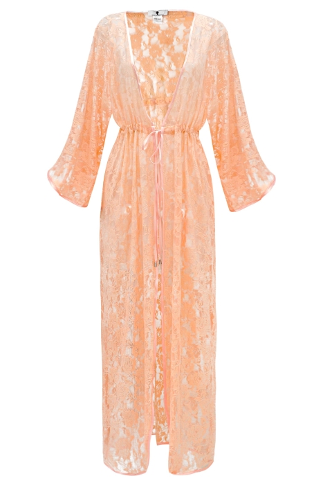 Накидка - туника - кимоно "Леона" пудровая (нежно-розовая), кружево