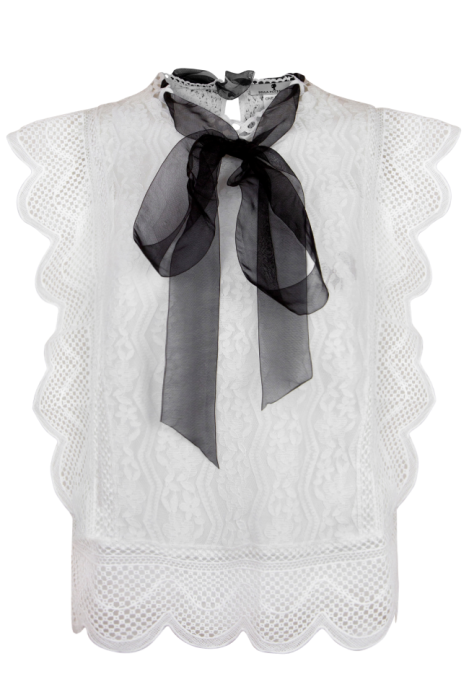 Блуза "Палмер" молочная, кружево, гипюр, без рукавов