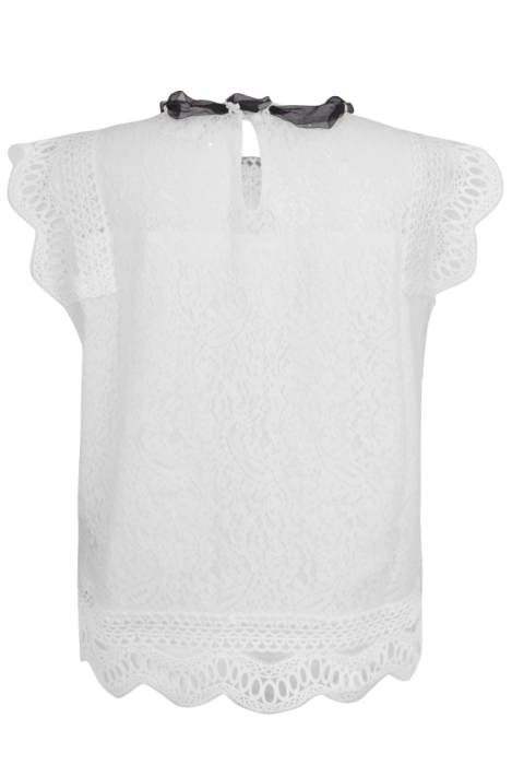 Блуза "Палмер" молочная, кружево, гипюр, без рукавов
