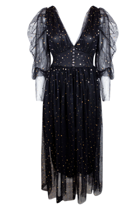 Платье "Эрлин" черное, фатин, декорировано пайетками "звездное небо"