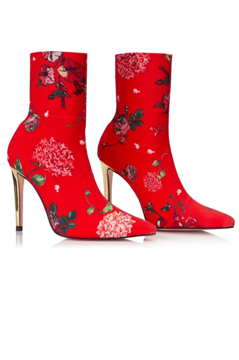 Ботильоны "SS-18" бифлекс красные с принтом