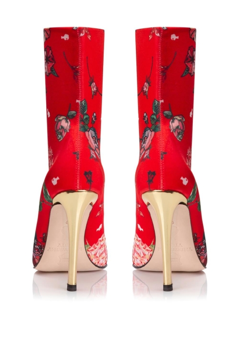 Ботильоны "SS-18" бифлекс красные с принтом