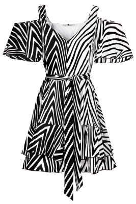 Сарафан "Бениса" черно-белый, полоска