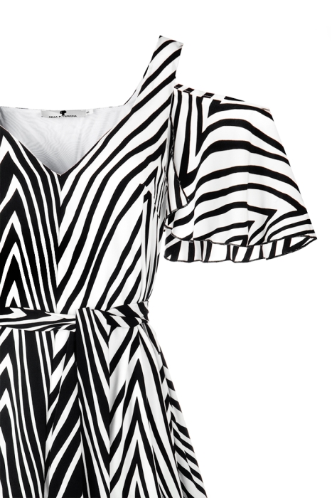 Сарафан "Бениса" черно-белый, полоска