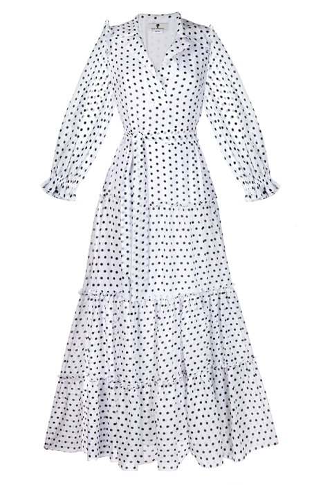 Платье "New Марика" шифон, белое, черный горох