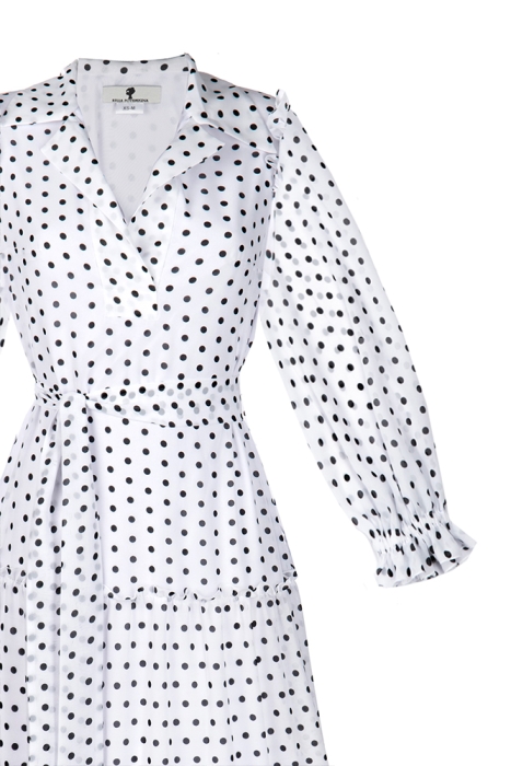 Платье "New Марика" шифон, белое, черный горох