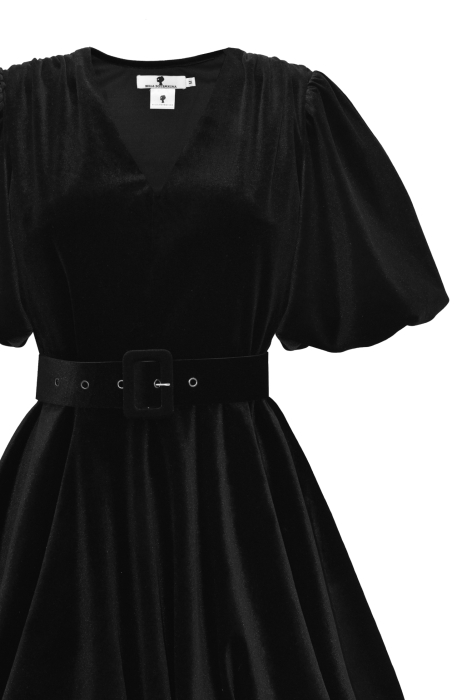 Платье "Милейна" черное, бархат, с поясом