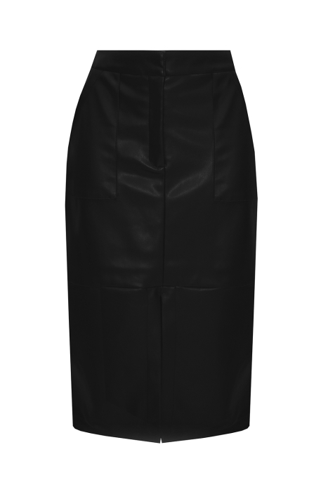 Юбка "Аллегра" черная, эко-кожа, миди (длина 75 см)