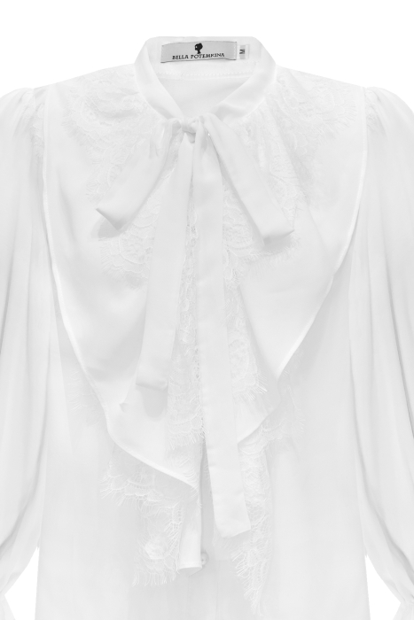 Блуза "Венджи" белая, шифон, с воланами, с топом