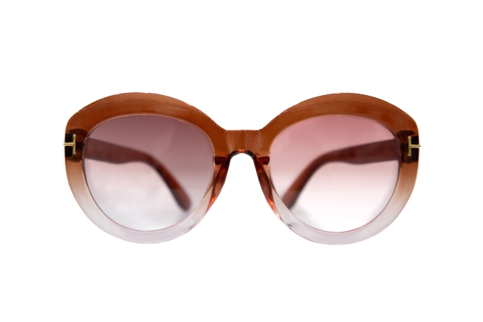 Очки солнцезащитные, коричнево-розовая оправа, линзы градиент