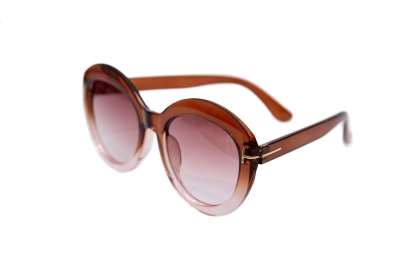 Очки солнцезащитные, коричнево-розовая оправа, линзы градиент