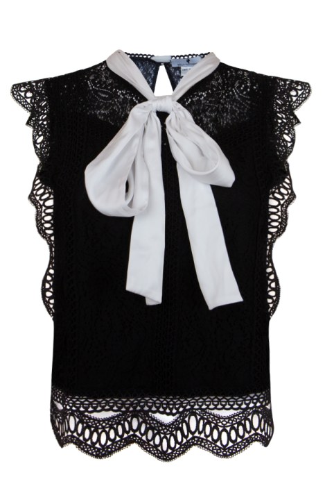 Блуза "Палмер" черная, кружево, гипюр, без рукавов