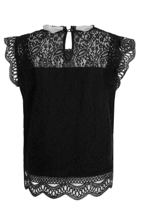 Блуза "Палмер" черная, кружево, гипюр, без рукавов