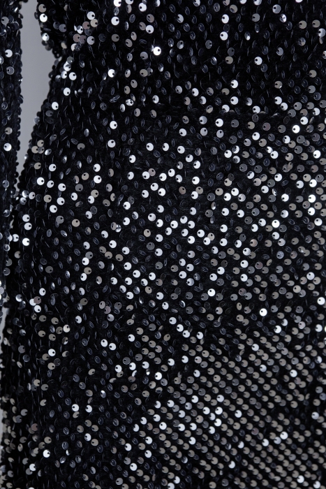 Платье "Джейми" черное, бархат с пайетками, рукава фонарики
