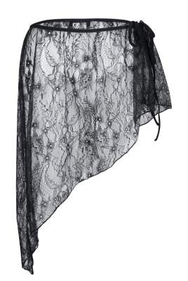 Пояс-баска "Ланира", кружевная на завязках, черная, асимметричная 
