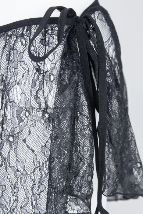 Пояс-баска "Ланира", кружевная на завязках, черная, асимметричная 