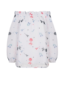 Блуза "Элизабет" молочная, разноцветный принт