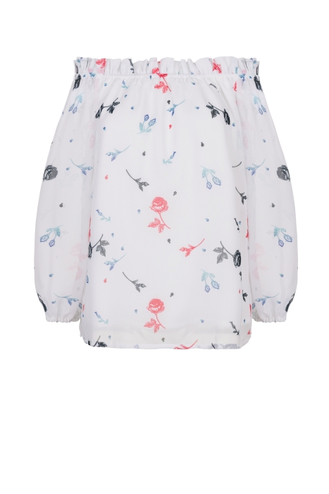 Блуза "Элизабет" молочная, разноцветный принт