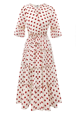 Платье "Энелла" нюдовое, принт сердце, РОСТ 165